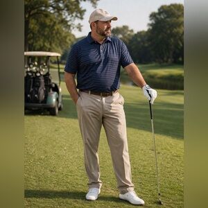 Golf‎ Pro Tour Mens Pants 40x30 Flat Front Stretch Waist Comfort Chinchilla Tan